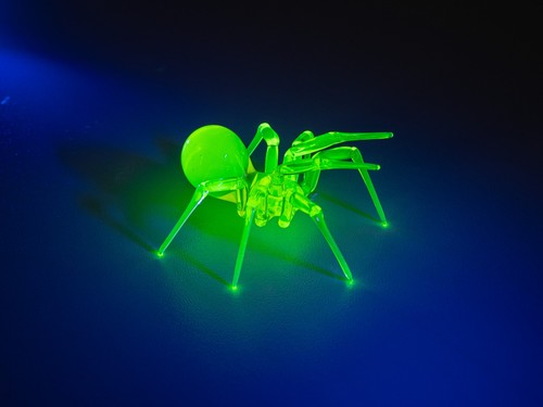 Uranium glass spider sculpture
