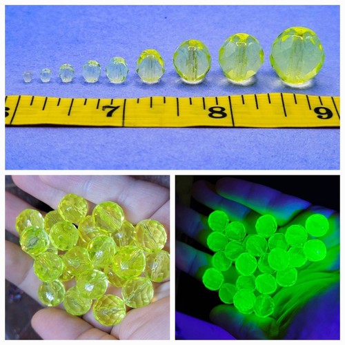 Vaseline uranium glass beads - vaseline,