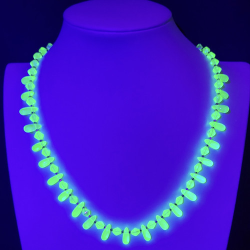 Uranium glass necklace - glass,